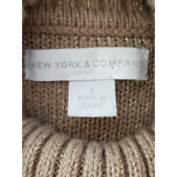 NEW YORK & CO Women's Taupe Cowl Neck Sweater Sz S - Picture 8 of 10